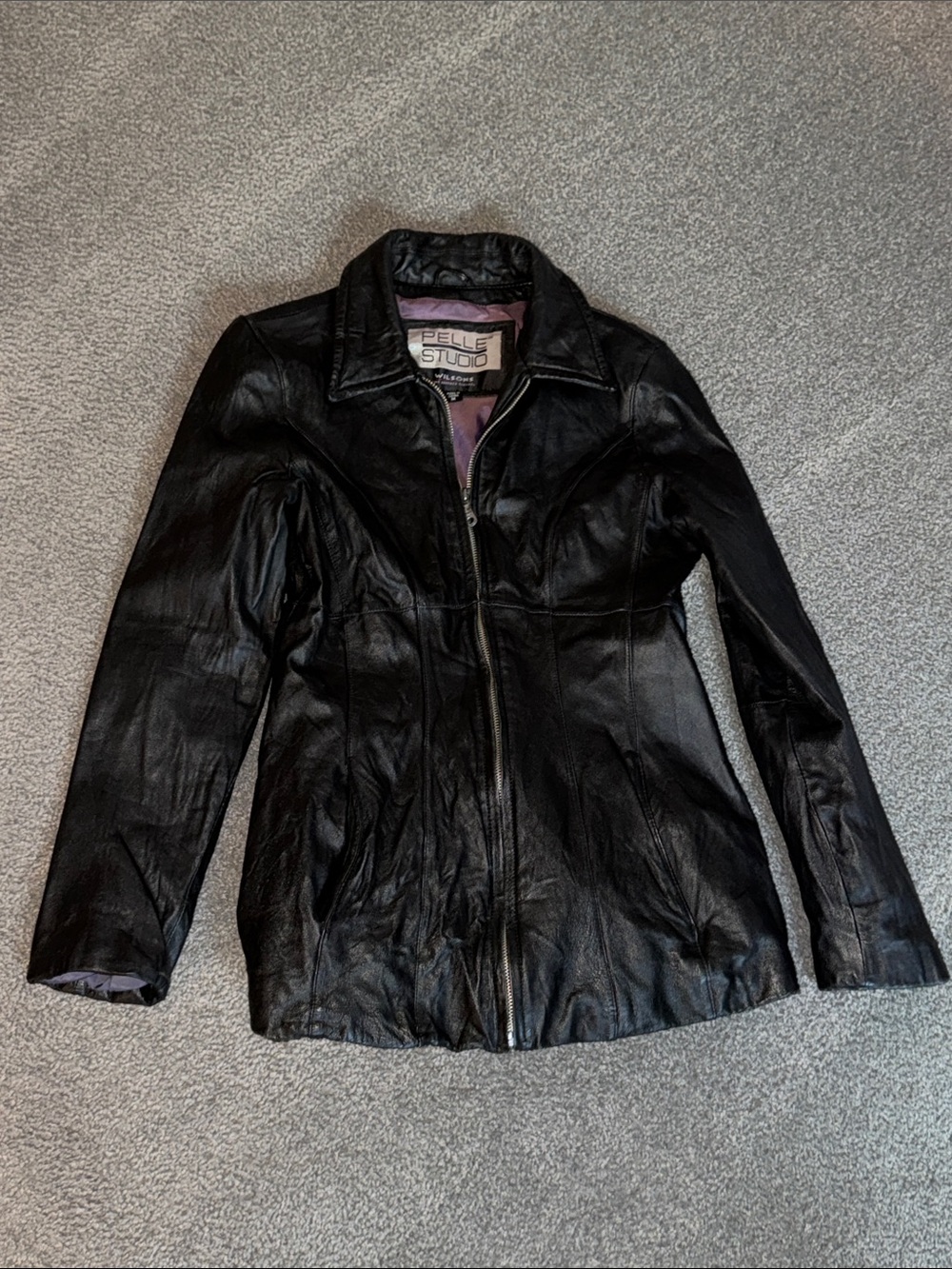 Pelle Studio Leather Zip Jacket Tailored with Collar by Wilsons Leather. Size M